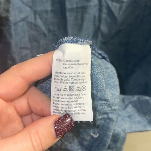 ✨J. By J.Crew Chambray Sz 8 Dress with Scalloped Sleeve✨ - Picture 7 of 9